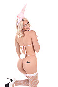 Christy White Fluffy Bunny istripper model